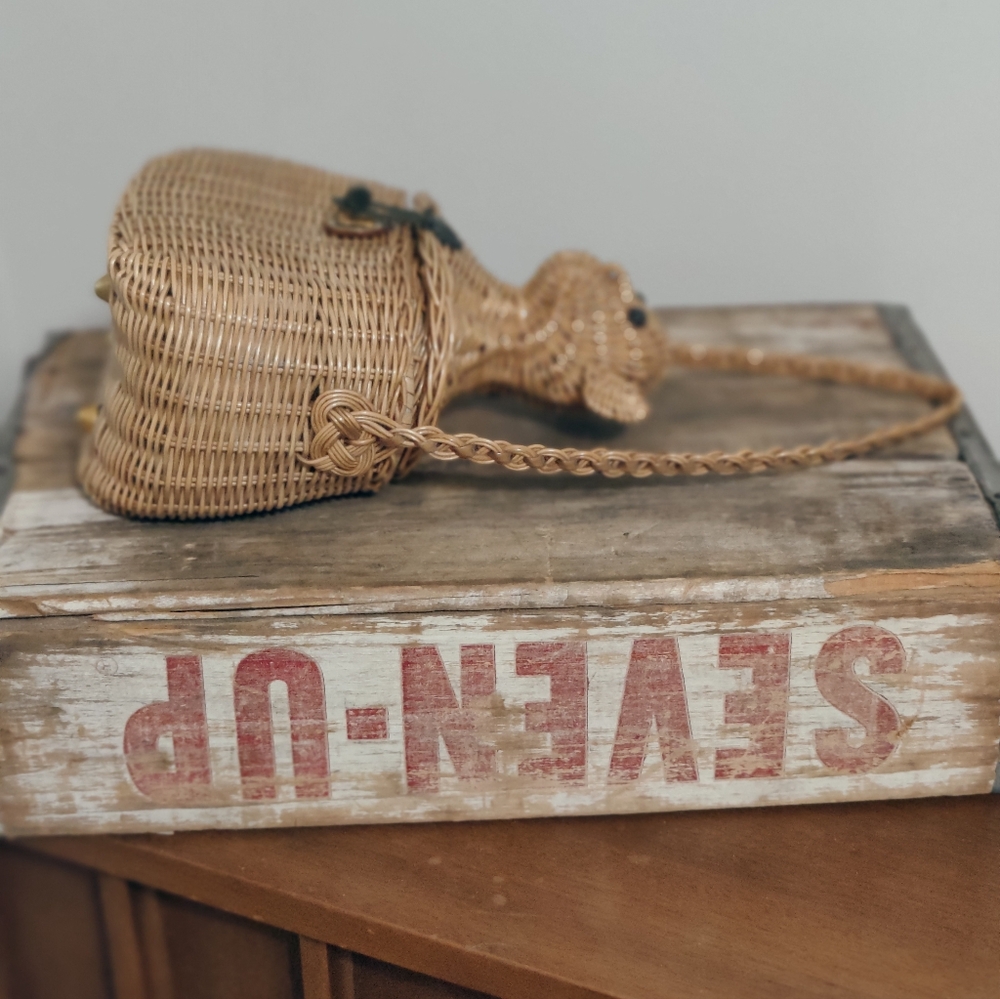 50s epic Monkey wicker purse by Simon authentic vintage RARE 1950s mid century - Picture 5 of 14